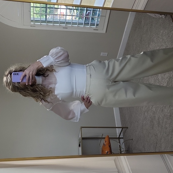 AKIRA High Neckline Sheer Long-Sleeve Cropped Back Zipper Size Large - Picture 5 of 10